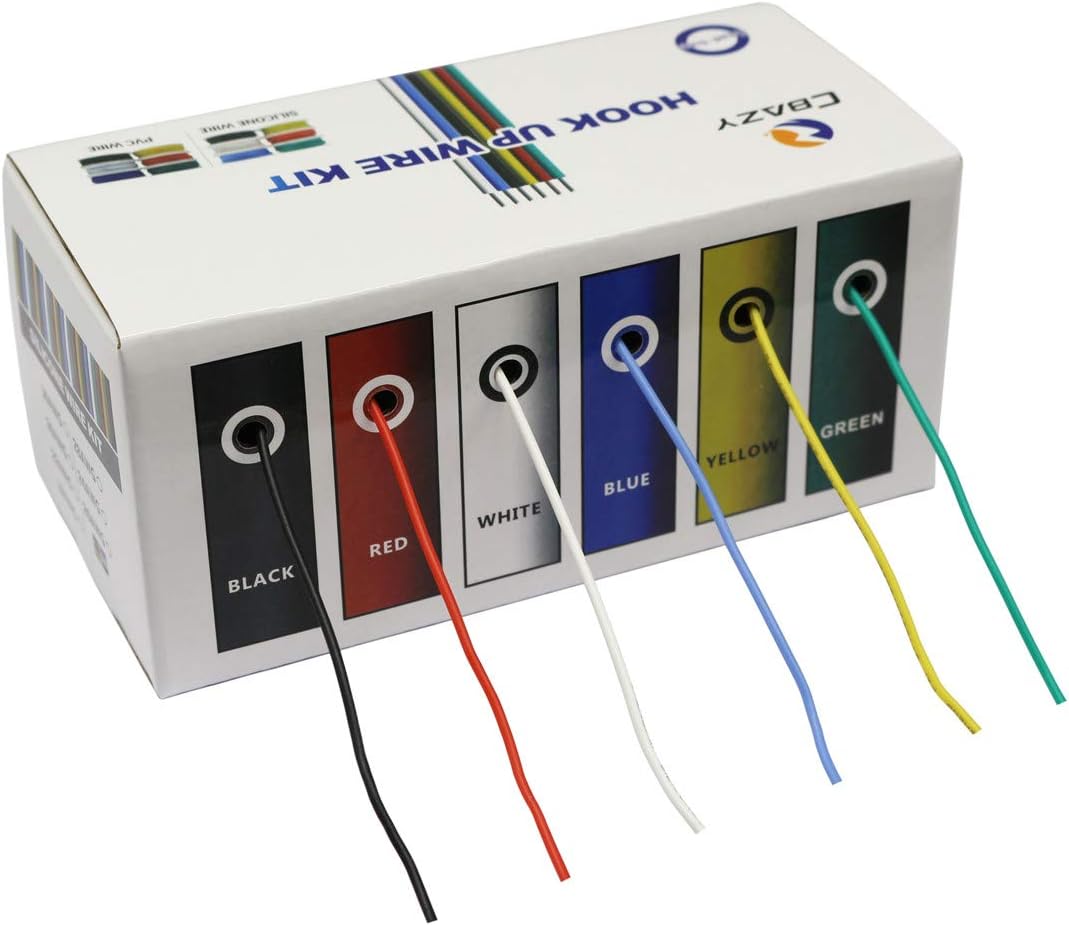 CBAZY™ Hook up Wire Kit (Stranded Wire Kit) 20 Gauge Flexible Silicone Rubber Electric Wire 6 Colors 19.6 feet Each 20 AWG