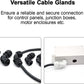LeMotech M25 Cable Gland, 90 Degree Adjustable 13-18mm Strain Relief, Cord Connectors Nylon Joints with Gaskets, 2 Pcs, Grey