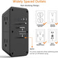 USB Wall Charger Power Strip Surge Protector with 4 USB Ports (2 USB C) Plug Extension Multiple Outlets Plug Extension Multi Outlet Plug in Adapter Spaced Outlets for Home Office Travel,White (Black)