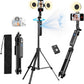 70.9" Auto Face Tracking Tripod 360° Rotation with Lights, Motion Sensor Phone Tripod Stand Selfie Stick with Remote, Face Body Gesture Control Phone Camera Holder for Vlog/Live Stream/Video Recording