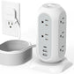 15 ft Extension Cord Tower Power Strip, 11 Outlets 3 USB(1 USB-C) Chargers, TESSAN Surge Protector with Multi Plug Outlet, 1050J Protection, Office Supplies, Desk Accessories, School Dorm Essential