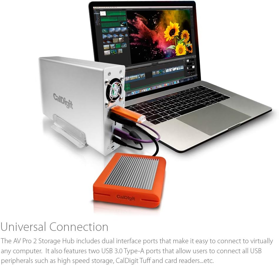 CalDigit AV Pro 2 Storage Hub USB C External Hard Drive - Charge up to 30W, Compatible with USB-C and Thunderbolt Type-C Computers (0TB Enclosure Kit)