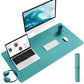 YSAGi Non-Slip Leather Desk Pad L Size, Waterproof Laptop Computer Desk Keyboard Mat, Table Protector Blotter Mat, Large Mouse Pad for Office/Work/Home/Decor(Green Blue, 35.4" x 17")