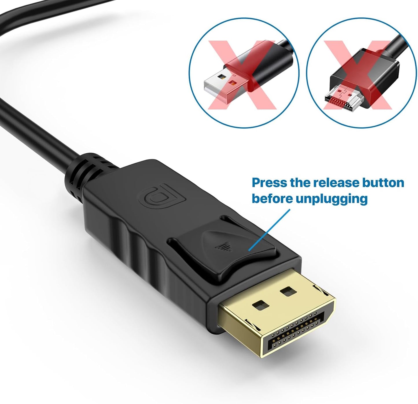 4K DisplayPort to HDMI Adapter, 1PCS Gold-Plated Uni-Directional DisplayPort PC to HDMI Screen Converter (Male to Female), Supports 3840x2160@30Hz