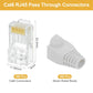 MECCANIXITY 100pcs Cat6 RJ45 Pass Through Connectors, RJ45 Connector 8P8C Gold Plated Plugs with 100pcs Light Grey Strain Relief Boots for Solid or Stranded UTP Ethernet Cable, 1.1mm