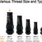 LeMotech 5Pcs NPT 1" IP68 Waterproof Cable Gland Flex Spiral Strain Relief Black Nylon Joint with Gaskets for 18-25mm Wire Thread
