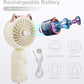 QearFun Handheld Lanyard Fan Portable, Mini Hand Held Fan with USB Rechargeable Battery, 3 Speed Strong Personal Table Fan, 8-12 Hours Small Makeup Fan for Girls Women Travel (Purple&Pink)