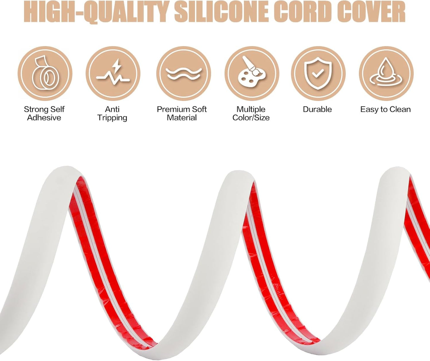 Floor Cord Cover Cable Cavity Self Adhesive Cord Hider Floor Floor Cable Management Power Cord Protector Floor Electric Cord Covers for Offices, Gym, Exhibitions (Beige, 2.36" x 3.3')