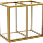 NIUBEE Gold Acrylic Pen Holder for Desk, Clear Pencil Cup Organizer Makeup Brush Holder, Acrylic Desk Organizers and Accessories for Desktop Office - 2 Compartments
