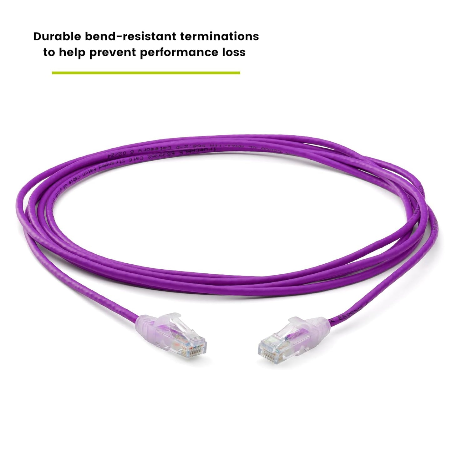 TRUECABLE Cat6 Component Rated Patch Cable, Unshielded (U/UTP), 10ft, Purple, 28AWG Solid Copper, Snagless 10G High-Speed Ethernet Cable, PoE++ 4PPoE 100W, UL Listed, RoHS-3, 1 Pack