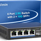 6 Port 2.5G Unmanaged Network Switch, VIMIN 4X 2.5Gbase-T Ports, 2X 10G SFP+ Port, 60Gbps Switching Capacity, IEEE802.3, Metal Housing, Fanless, Work for 2.5Gbps NAS, Wireless AP & PC
