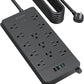TROND Surge Protector Power Strip 15 ft, Flat Plug Extension Cord with 32W USB C & QC 3.0 Charger, 4000 Joules, ETL Listed, 13 Wide Spaced Outlets, Heavy Duty, Wall Mount for Home Office, Black