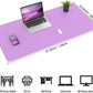 Leather Desk pad Protector- 47.2" x 23" Large Desk mat with Natural Cork & PU Leather,Mouse pad,Non-Slip Office Desk Mat,Waterproof Desk Writing Pad for Office and Home(Purple)