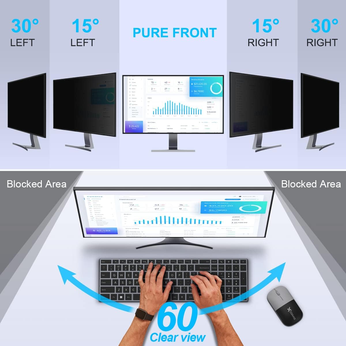[2-Pack] 24 Inch Privacy Screen for Monitor Computer Screen Privacy Filter for 16:10 Widescreen Monitor Desktop PC Monitor Privacy Film Monitor Privacy Shield and Anti-Glare Protector