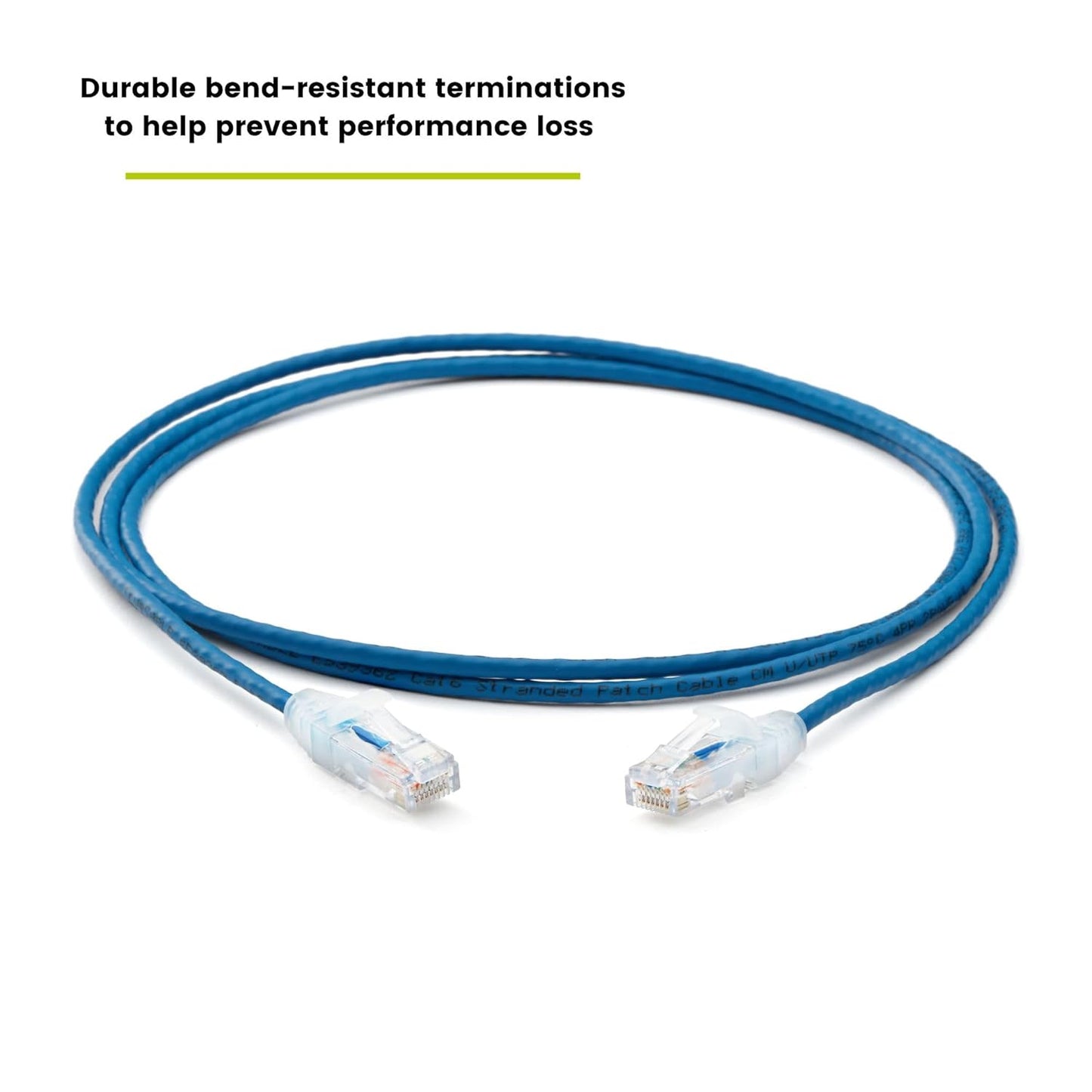 TRUECABLE Cat6 Component Rated Patch Cable, Unshielded (U/UTP), 5ft, Blue, 28AWG Solid Copper, Snagless 10G High-Speed Ethernet Cable, PoE++ 4PPoE 100W, UL Listed, RoHS-3, 5 Pack