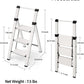 Taranta 3 Step Ladder, Lightweight Aluminum Step Stool with Convenient Handgrip, Folding Ladder with Anti-Slip Pedals, 330lbs Capacity Stepladder for Home, Office, Kitchen - White