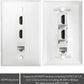 HDMI Ethernet Wall Plate - 2 Port 4K HDMI Keystone, 1 Port Cat6 Keystone Wall Plate Female to Female-White