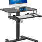 BONTEC Mobile Standing Desk with Keyboard Tray, Mobile Podium, Rolling Laptop Sit Stand Desk on Wheels, Adjustable Height Desk Up to 33lbs, Portable Computer Workstation Cart for Living Room, Office
