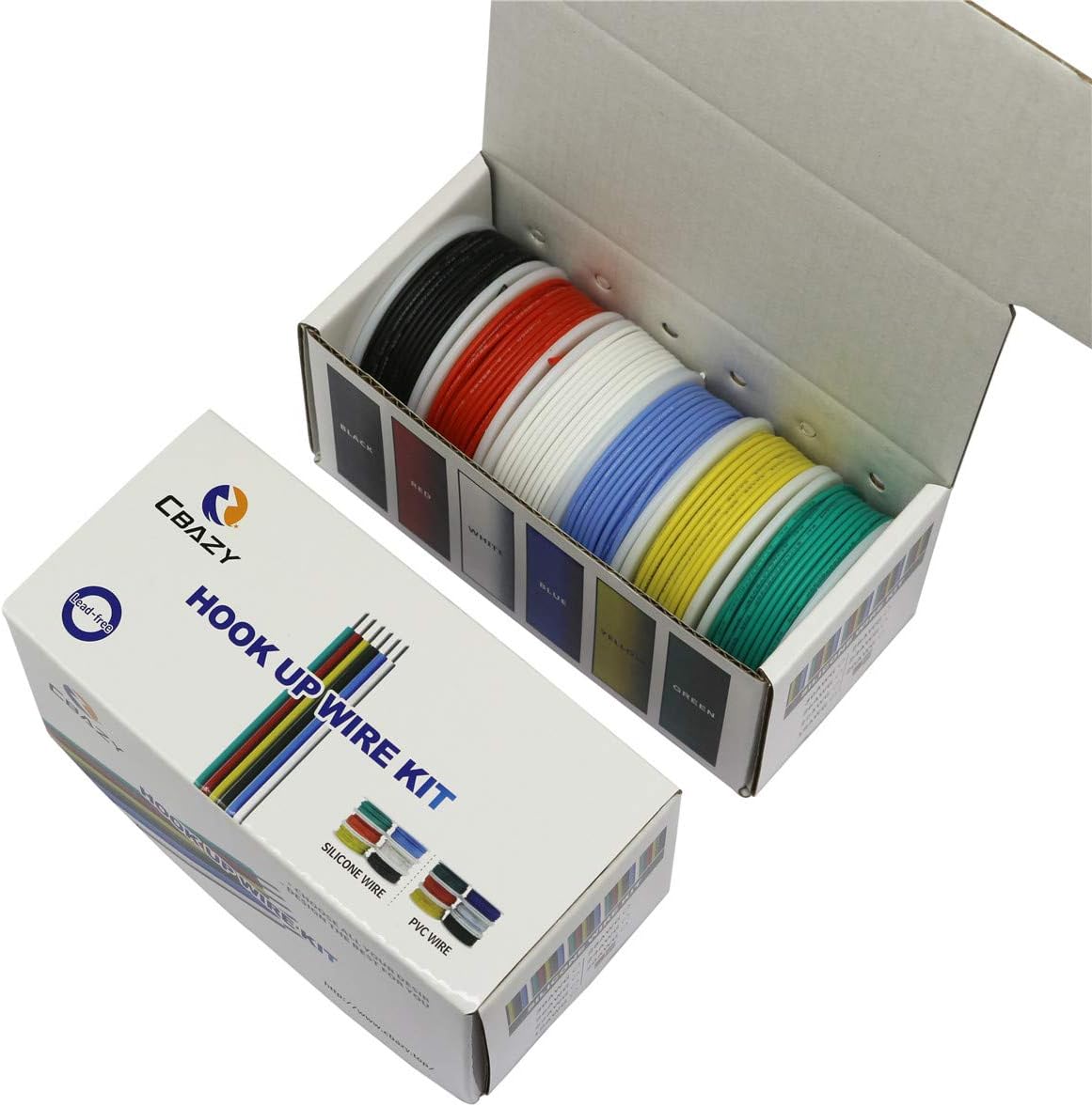 CBAZY™ Hook up Wire Kit (Stranded Wire Kit) 26 Gauge Flexible Silicone Rubber Electric Wire 6 Colors 32.8 feet Each 26 AWG