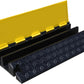 Heavy-Duty Rubber Cable Protector Ramp (1-Pack) - 2-Channel Floor Cord Cover for Driveway, Warehouse, Events - 22,000 lbs Load Capacity - Indoor & Outdoor Use - Cable Speed Bump for Hoses, Cables