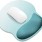 ITNRSIIET Ergonomic Mouse Pad with Wider Memory Foam Wrist Rest +17%, Curved Cushion Reduces Pressure 20%, Pain Relief, Non-Slip, Smooth, Cute Color Desk Accessory, 9.85 x 9 inch, Light Green Gradient