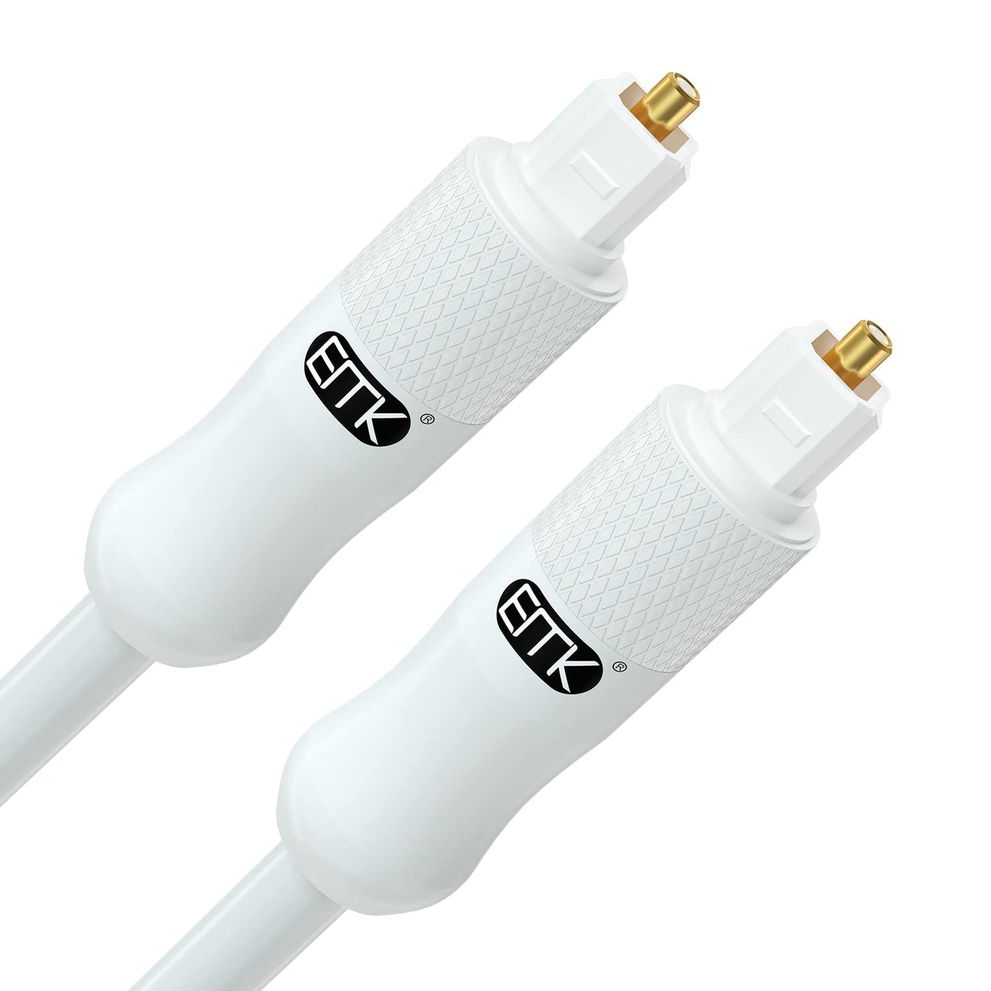 EMK White Optical Audio Cable [30ft/10M] - Digital SPDIF Toslink Fiber Optic Cable for Sound Bar, TV, Home Theater, Blu-ray Player - White, High-Speed, Low-Loss, Gold-Plated Connectors