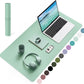 YSAGi Non-Slip Leather Desk Pad, Waterproof Laptop Computer Desk Keyboard Mat, Table Protector Blotter Mat, Large Mouse Pad for Office/Work/Home/Decor(Pale Green, 31.5" x 15.7")