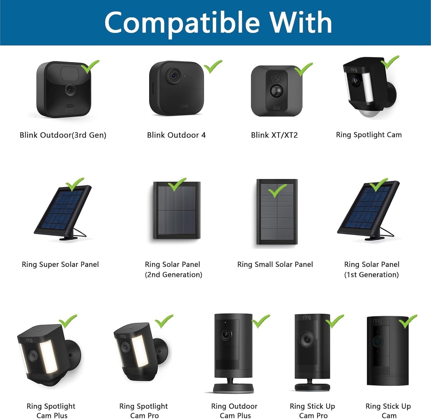 Universal Ground Stake Mount Bracket for Outdoor Security Cameras and Solar Panels, Compatible with Ring, Blink, Eufy, Google Nest, Arlo, Wyze, SimpliSafe, 1/4 Screw Cameras (Black)