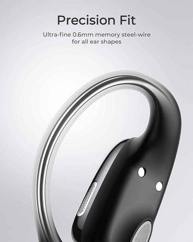 Lytmi CozyFit Open Ear Headphones, 0.23oz Ultra-Light Comfortable Wireless Earbuds, 0.6mm Thinnest Earhooks, Bluetooth 5.4, Clear Audio, 30 HRS Playtime, IPX5 Waterproof Earphones with Mic (Black)