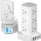 Tower Power Strips with Surge Protection, 6FT Flat Extension Cord with Multiple Outlets, 12 AC 4 USB Ports, Overload Protection Charging Station for Office Home Dorm Room Travel (White)