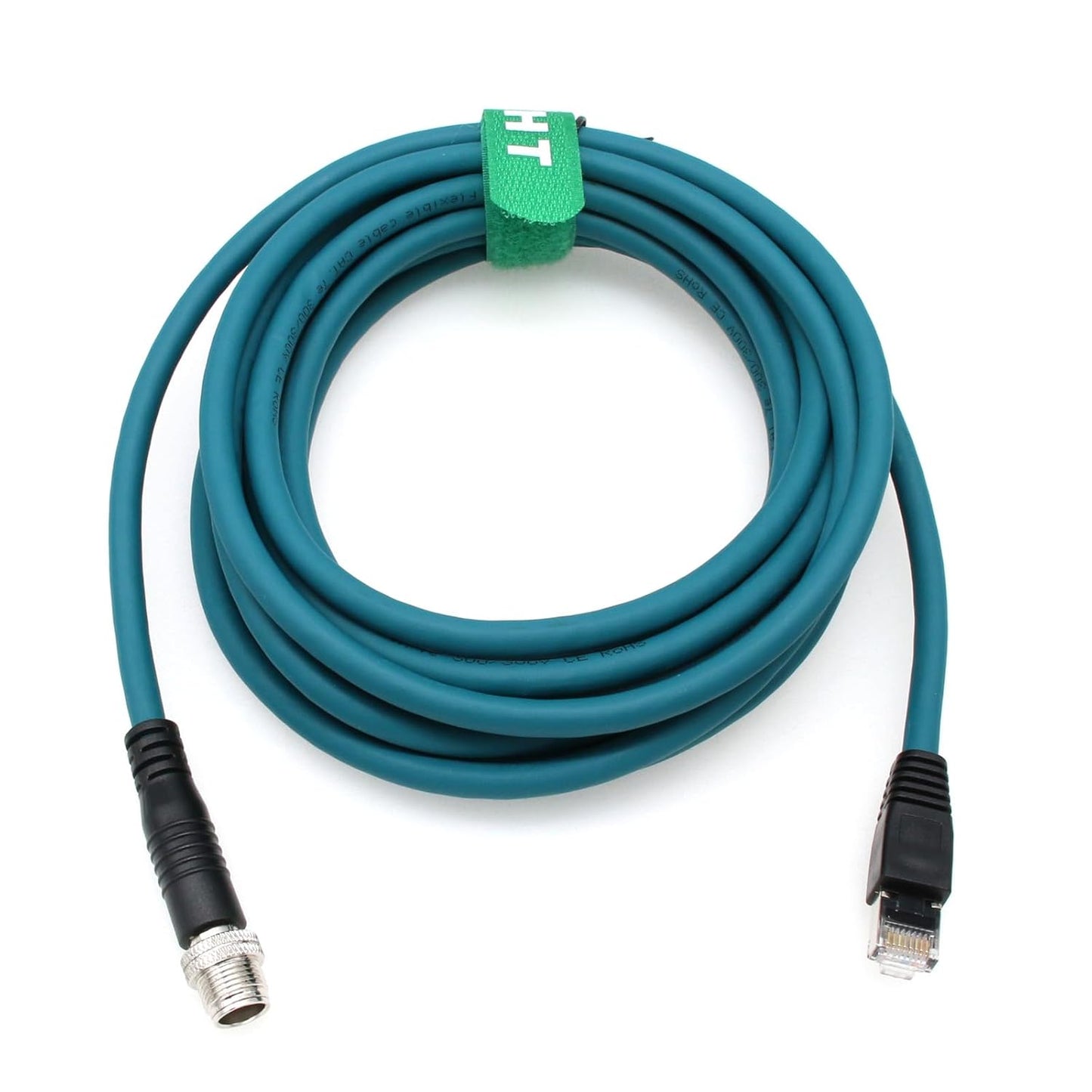 M12 Ethernet 8 Pin X-Code Male to RJ45 CAT-7e Gigabit Cable for Baumer Cognex is 2800 3800 8000 260 470 Reader Camera Sensor (8 Meter)