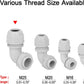 LeMotech M25 Cable Gland, 90 Degree Adjustable 13-18mm Strain Relief, Cord Connectors Nylon Joints with Gaskets, 2 Pcs, Grey