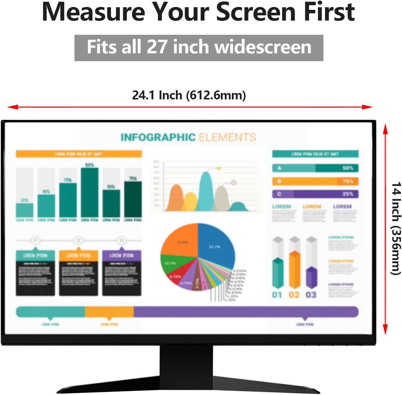 【2 Pack】 27 Inch Privacy Screen Protector for 16:9/16:10 Widescreen Monitors-Blue Light Blocking,Hanging Design, Anti-Scratch for Desktop Computers