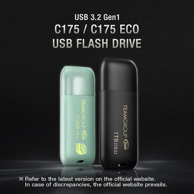 TEAMGROUP C175 128GB 2 Pack USB 3.2 Gen 1 (USB 3.1/3.0) Read 100MB/s Flash Thumb Drive, External Data Storage Memory Stick Compatible with Computer/Laptop Matte Black TC1753128GB22