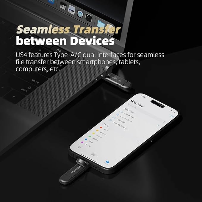 KingSpec MemoStone 512GB External SSD, USB 3.2 Gen2 Dual Type A/C Interface - Up to 540MB/s, Portable Solid State Drive Perfectly Compatible with Smartphones/Laptops/Tablets/Desktops
