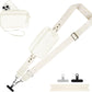 Clip and Go Strap for Phone with Wallet Crossbody, Adjustable Phone Lanyard with Detachable RFID Wristlet Wallet, Pattern Strap - Cream (L)