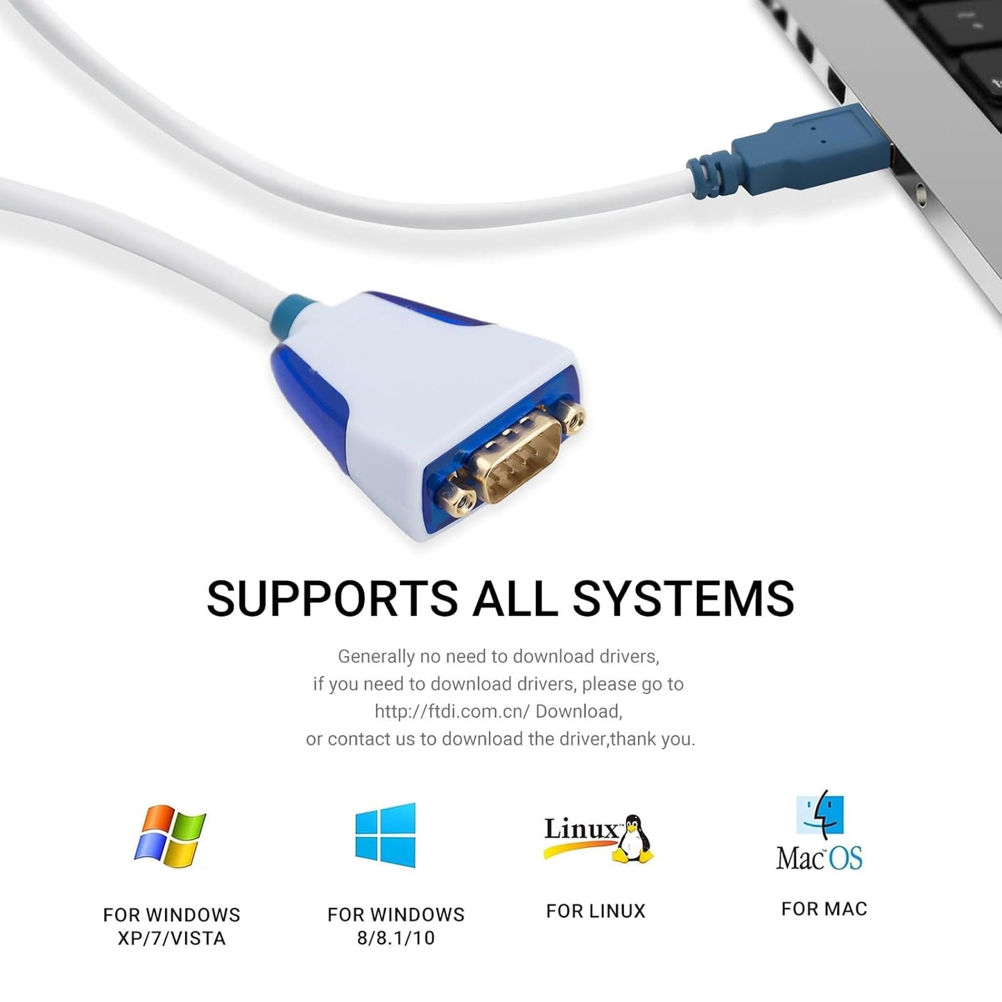 USB to DB9 Male RS232 Serial Converter Cable for Us232R Converter Adapter Cable with Chip FT232RQ -Supports All Computer Systems, Up to 1M Transmission Rate, 1M(3.28ft) Long,No Driver Needed