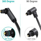 EMK 90 Degree Toslink Optical Cable 360 Degree Free-Rotating Plug Fiber Optic Cable S/PDIF Toslink Male to Male for Home Theater, Sound Bar, TV, PS4, Xbox,Grey (16ft/5m)
