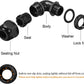 LeMotech M20 Cable Gland, 90 Degree Adjustable 9-14mm Strain Relief, Cord Connectors Nylon Joints with Gaskets, 6 Pcs, Black
