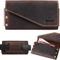 Topstache Leather Phone Holster with Belt Loop, Magnetic Closure Cell Phone Pouch Card Holder Wallet, Handmade Holder for iPhone 13 Pro Max, S22 Ultra, Dark Brown