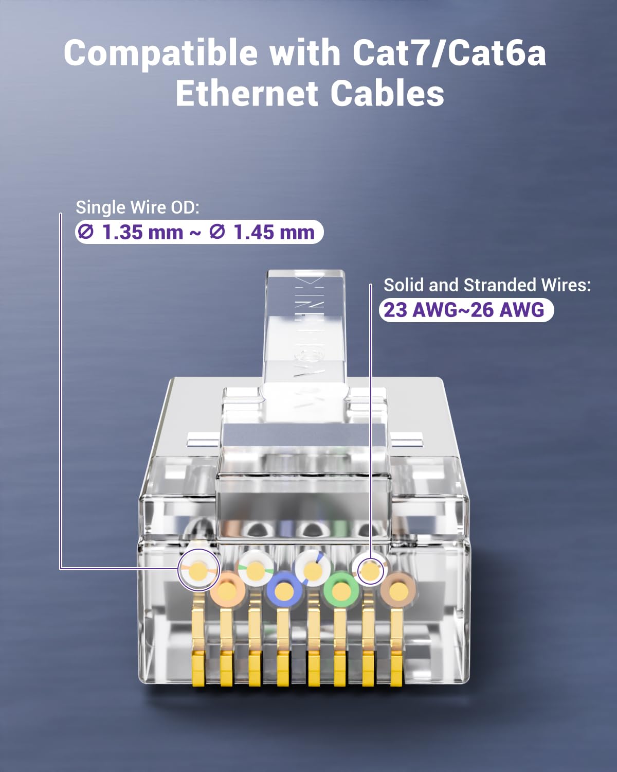 VCE RJ45 Connectors CAT7/CAT6A UL-Listed 30-Pack Non-Pass-Thru, Shielded Modular Plugs Gold Plated Network Ends for 23AWG Ethernet Cable with Strain Relief Boots - Black