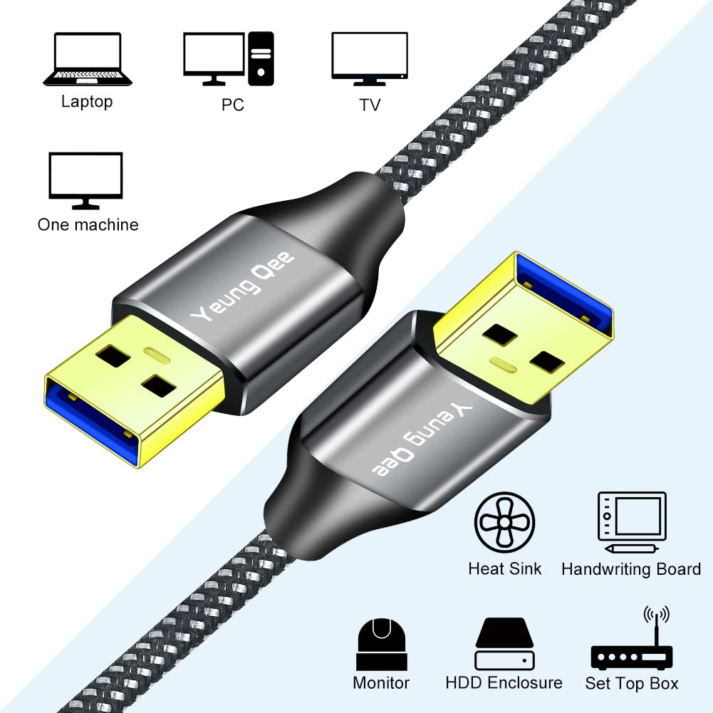 USB 3.0 A to A Male Cable 15 ft,Super Speed Type A Male to Male Cable USB 3.0 Double End USB Cord for Hard Disk, Cameras,Laptop Cooler, DVD Player and More (15FT/5M)