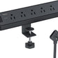 Desk Clamp Power Strip Black, TESSAN 6 Ft Flat Plug Extension Cord with Multiple Outlets, 5 Outlets with 4 USB (2 USB C), 2100J Surge Protector Power Strip, Office Home Dorm Gaming Room Essentials