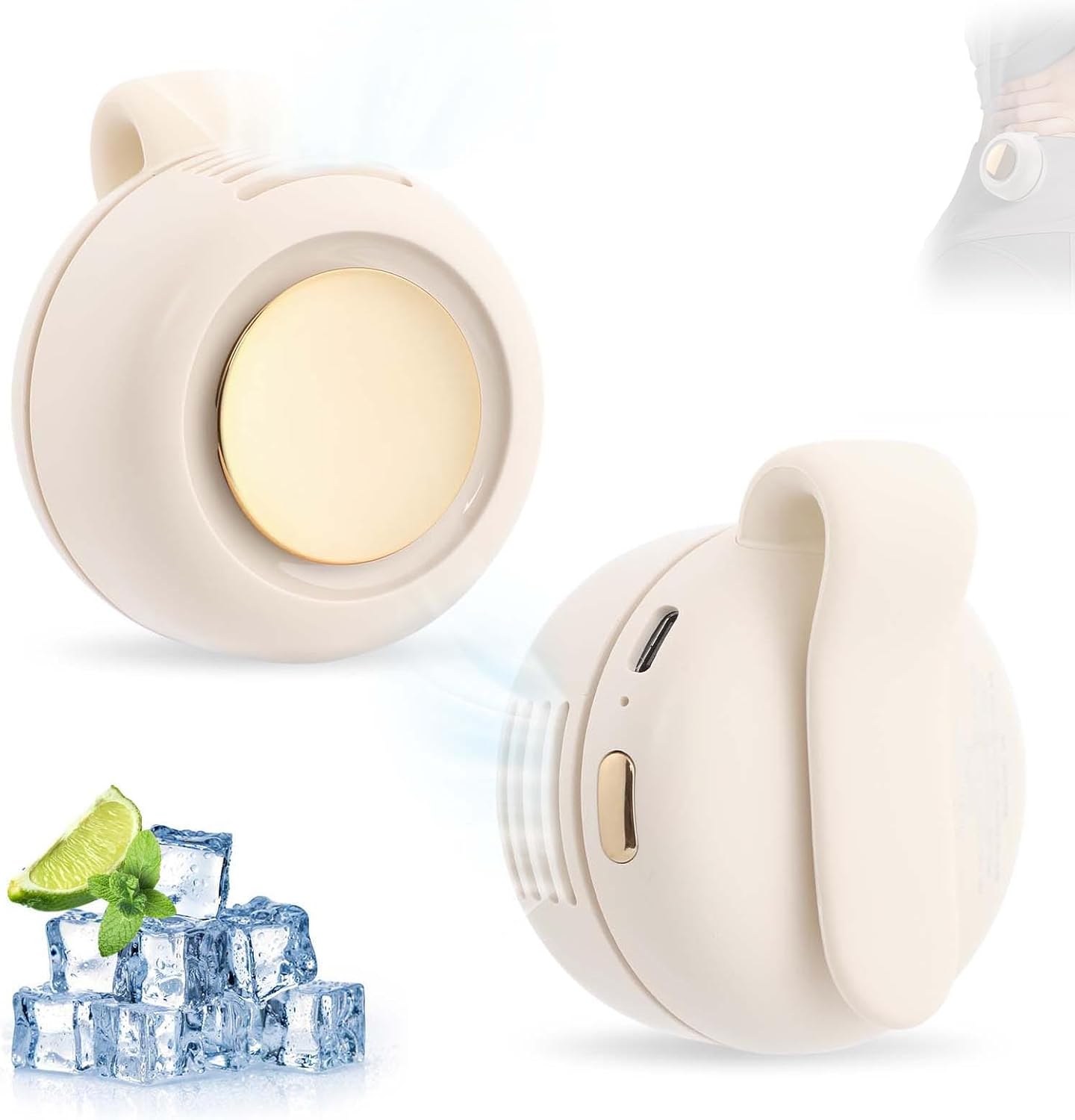 Small Clip Fan, Personal Waist Fans,Portable Silent Mini Bladeless Fan Clip On for Shirt,Hands-Free Personal Clip Fans 3 Speeds,Clips on Waist Neck Fanes for Outdoor,Camping,Travel,Office (White)