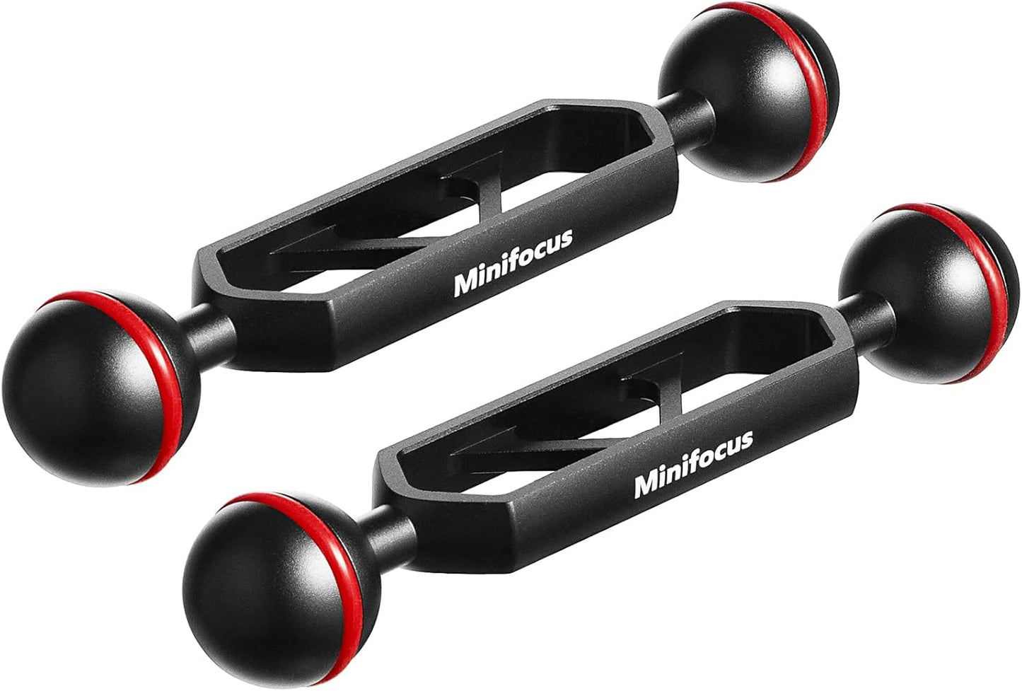 MINIFOCUS 5" Double Ball Aluminum Extension Arm, 1" Ball Head Connector Underwater CNC Arm System Ball Head Extension for Strobe/Video Light/Diving Camera Tray, Waterproof and Rustproof (2pack)
