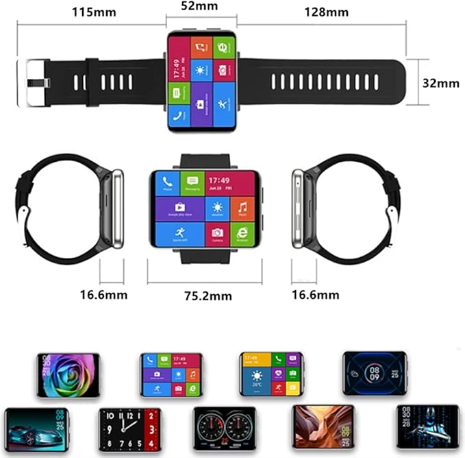 4G Smart Watch 2.86 Inch Screen Android 7.1 1GB+16GB 5MP Camera 2700mAh Battery Smartwatch for Men (Black, 1GB 16GB)