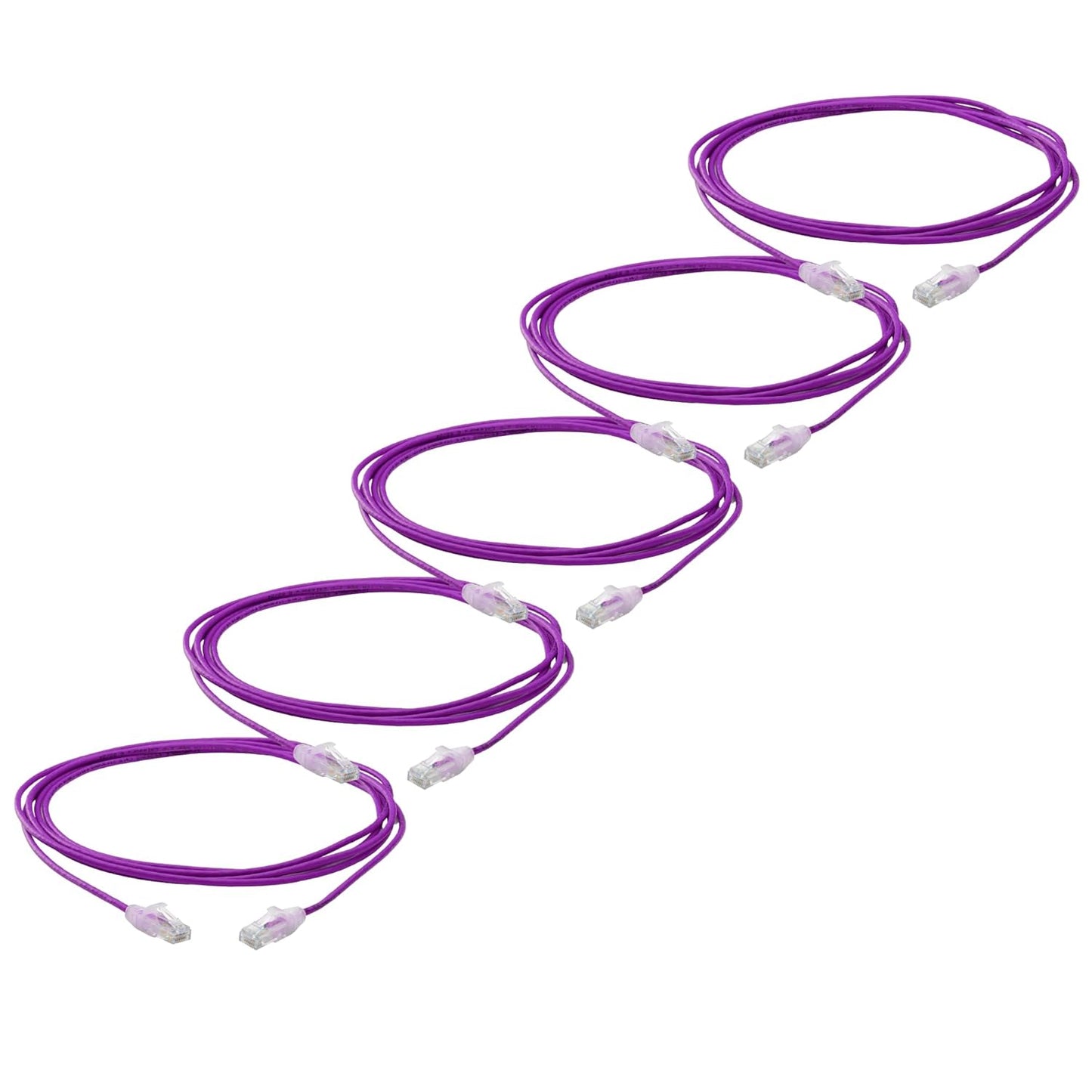 TRUECABLE Cat6 Component Rated Patch Cable, Unshielded (U/UTP), 10ft, Purple, 28AWG Solid Copper, Snagless 10G High-Speed Ethernet Cable, PoE++ 4PPoE 100W, UL Listed, RoHS-3, 5 Pack