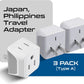 Japan, Philippines Travel Adapter Plug by Ceptics - USA 3 Pin Polarized to 2 Prong Unpolarized - Type A (3 Pack) - Dual Inputs - Ultra Compact - Perfect for Cell Phones, Tablet, Camera Chargers (CT-6)