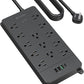 TROND Surge Protector Power Strip, 10ft Heavy Duty Extension Cord with 32W USB C & QC 3.0 Charger, 4000J, ETL Listed, 13 Wide Spaced Outlets, Flat Plug, Wall Mount for Home Office Supplies, Black