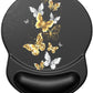 ITNRSIIET Ergonomic Mouse Pad with Gel Wrist Support Small Wrist Rest Smooth Surface Non-Slip PU Base Comfortable Office Supplies Pain Relief, 8.7 x 7.2 inches, Golden Butterfly